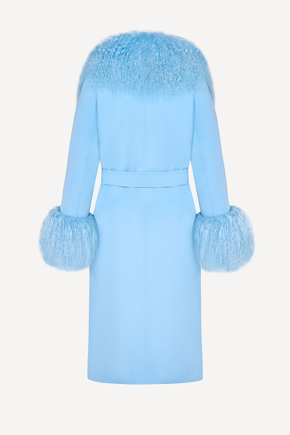 Cashmere & shearling coat in blue