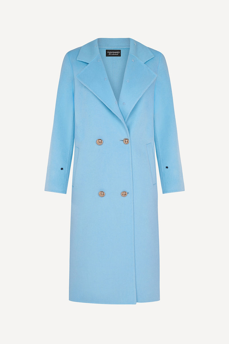 Cashmere & shearling coat in blue