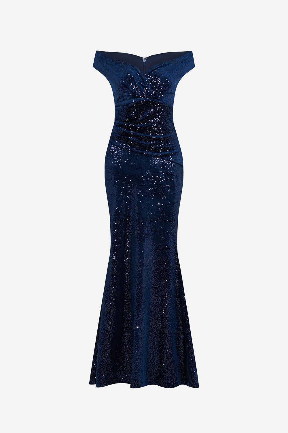 Navy sequin bardot fishtail maxi dress best sale