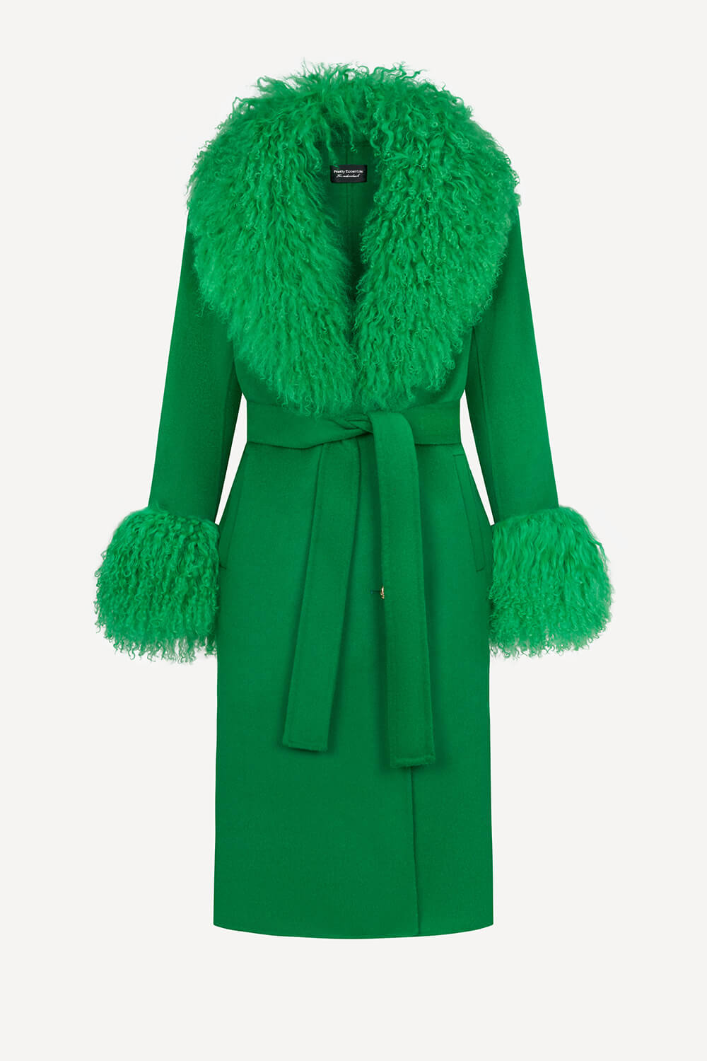 Green Mongolian shearling wool cashmere coat Pretty Eccentric