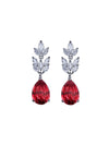 Teardrop cz earrings in crystal & ruby