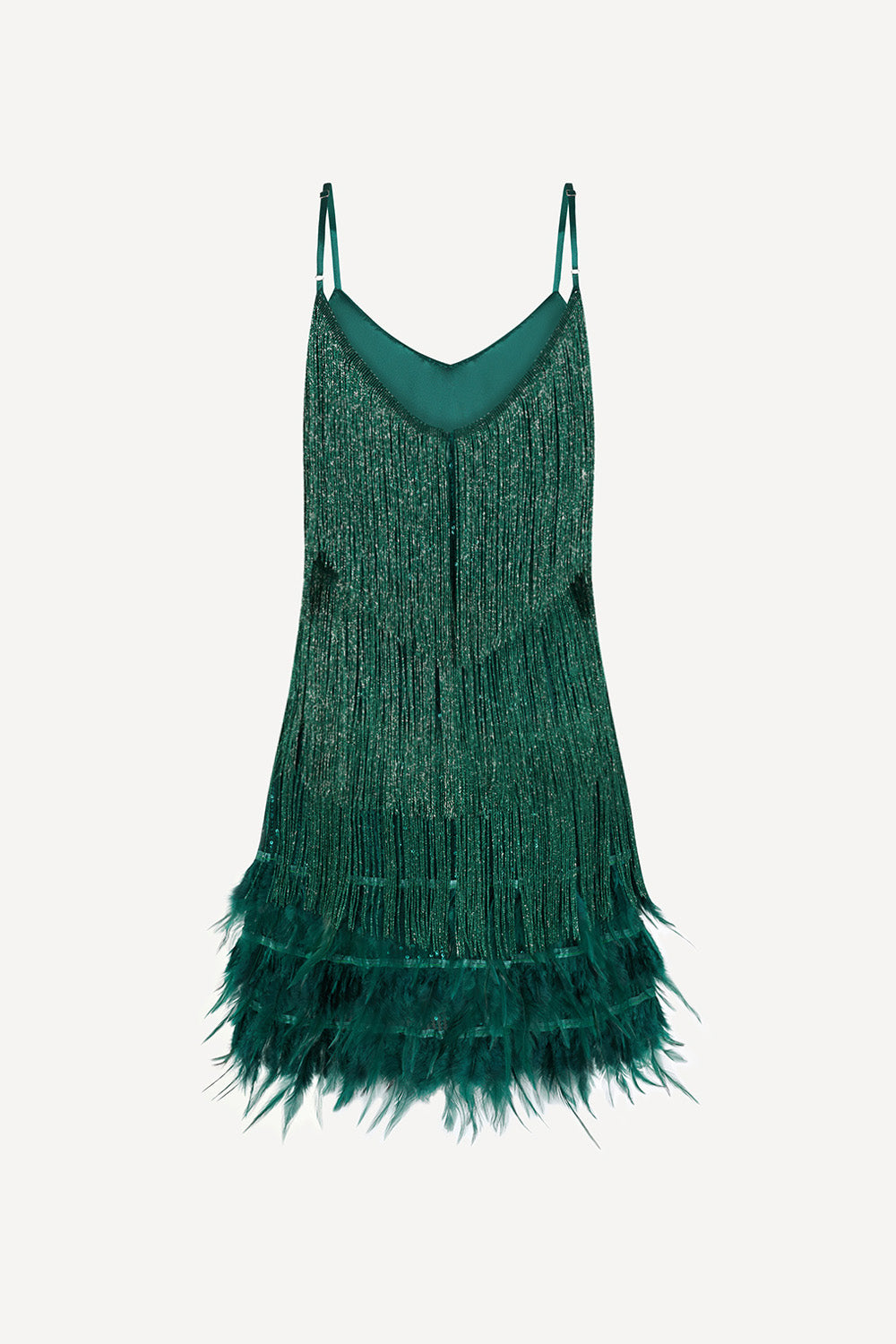 Swift feather tassel dress in green
