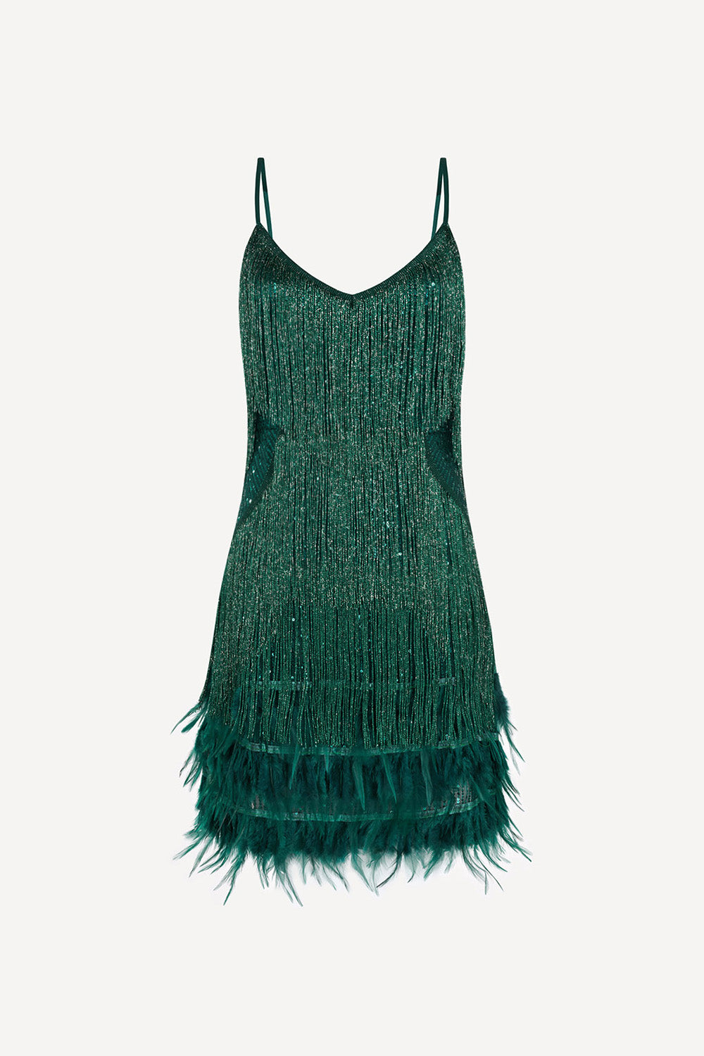 Swift feather tassel dress in green