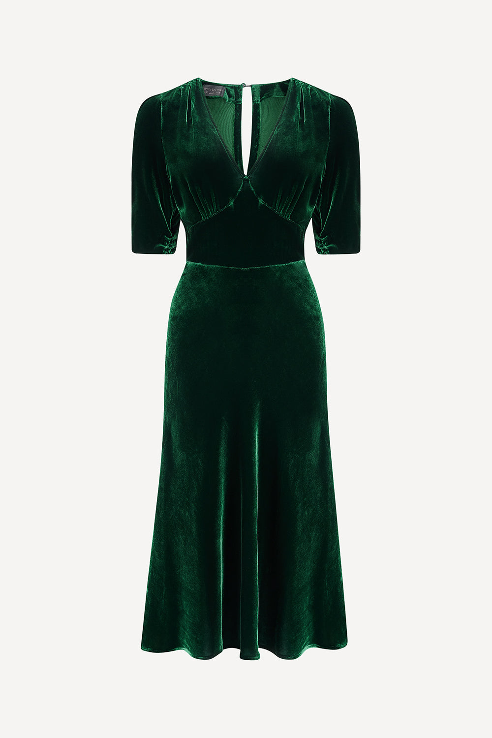 Green velvet dress on a white background
