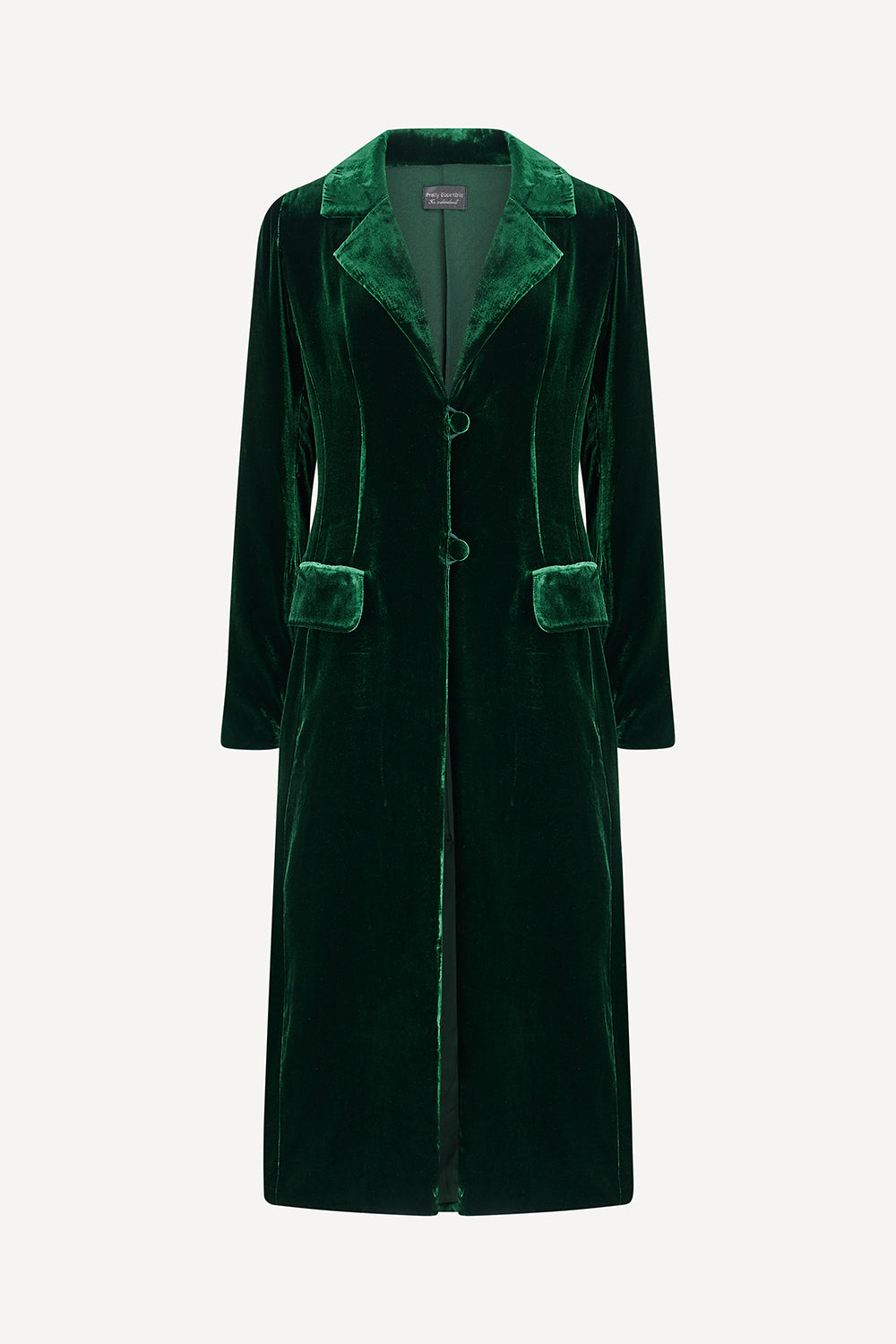 Green velvet coat on a white background