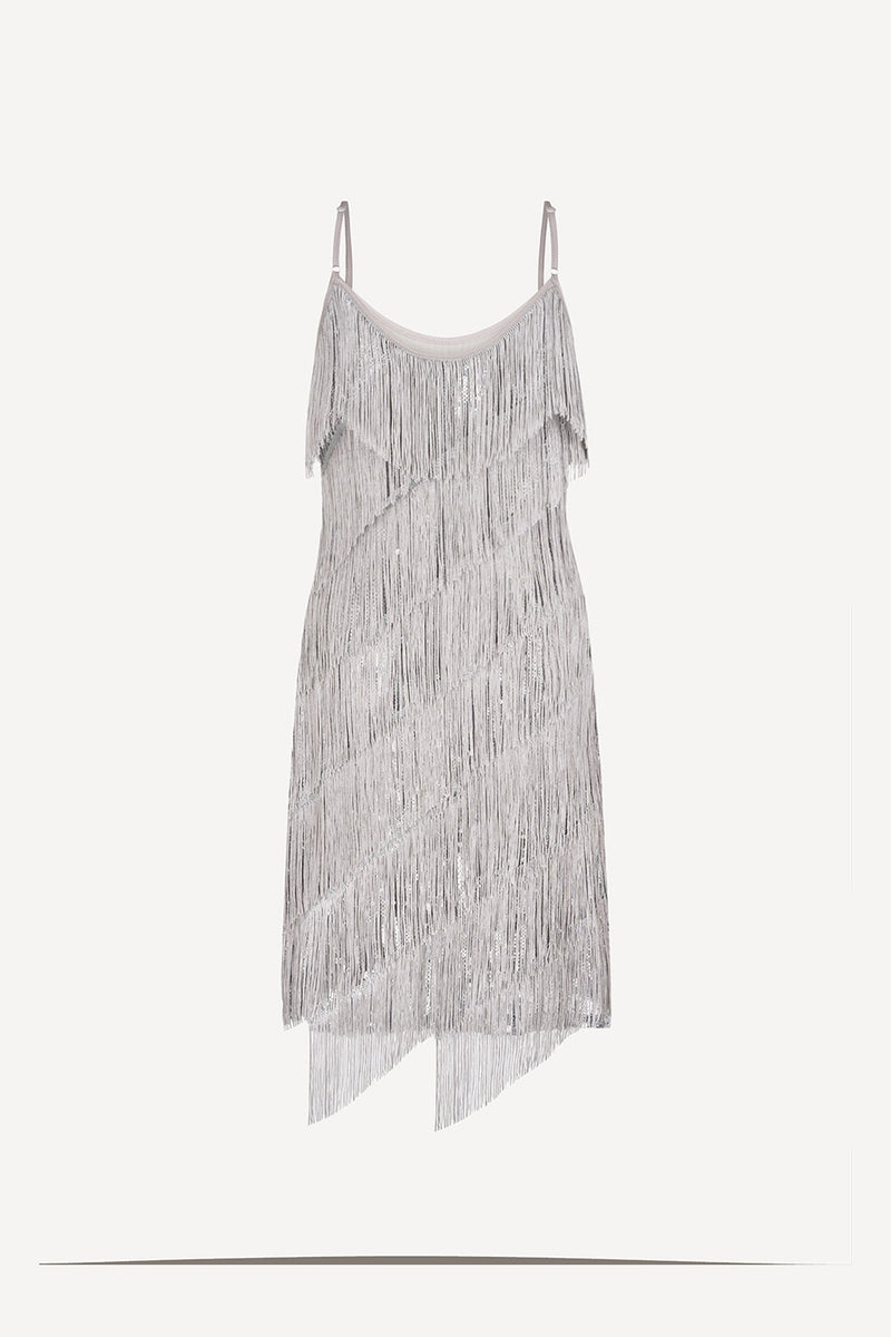 Hundred Watt tassel dress in silver