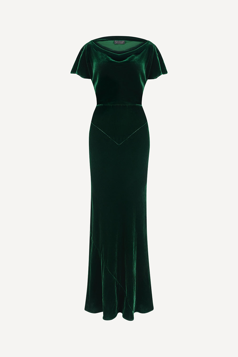 Green velvet dress on a white background