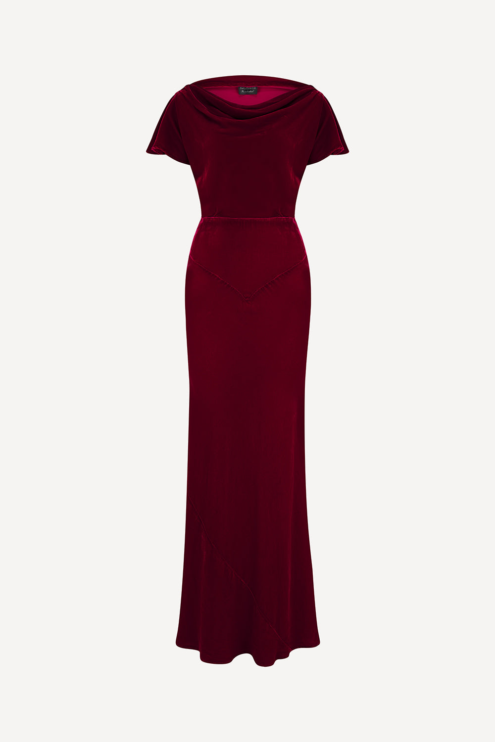 Agatha maxi dress in red silk velvet