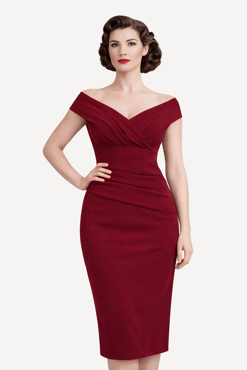 Burgundy wiggle dress | 1950s Bodycon dress | Pretty Eccentric