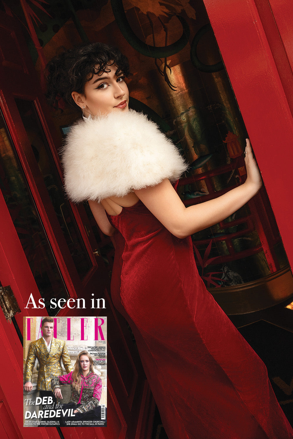 Siren maxi dress in red silk velvet