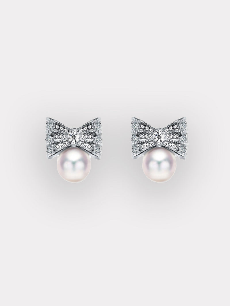 Hepburn pearl bow crystal earrings