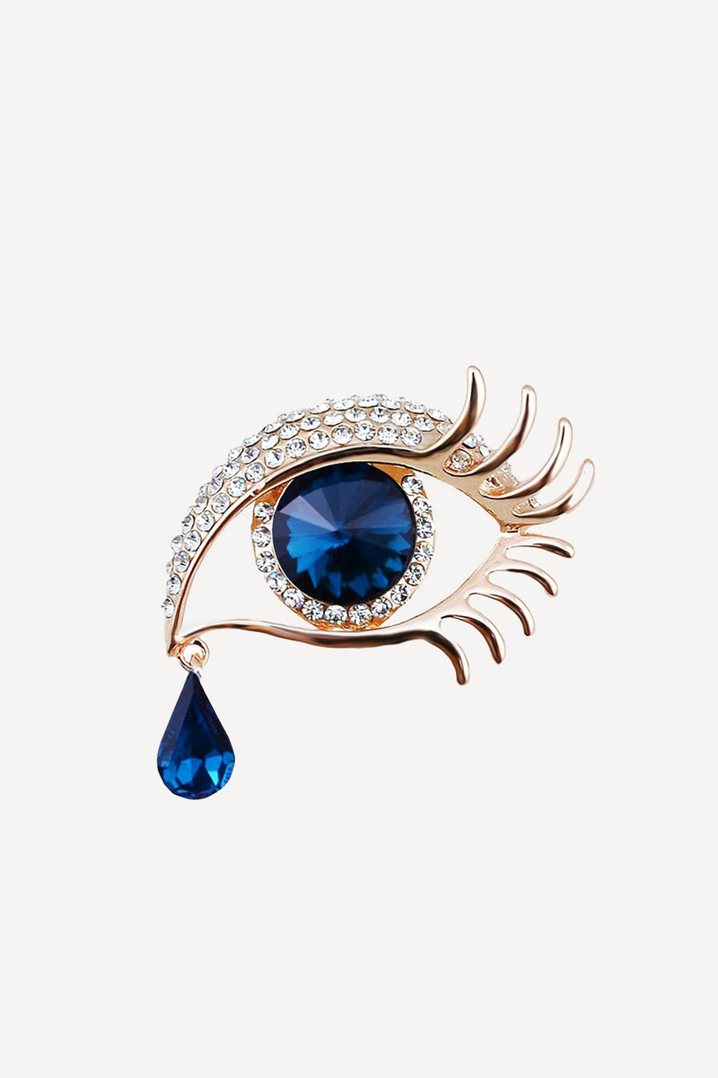 Teardrop eye brooch in sapphire gold
