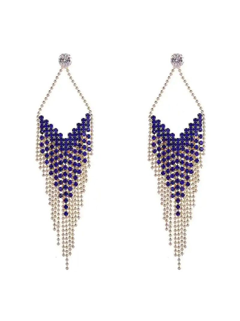 Tassel chandelier earrings in sapphire