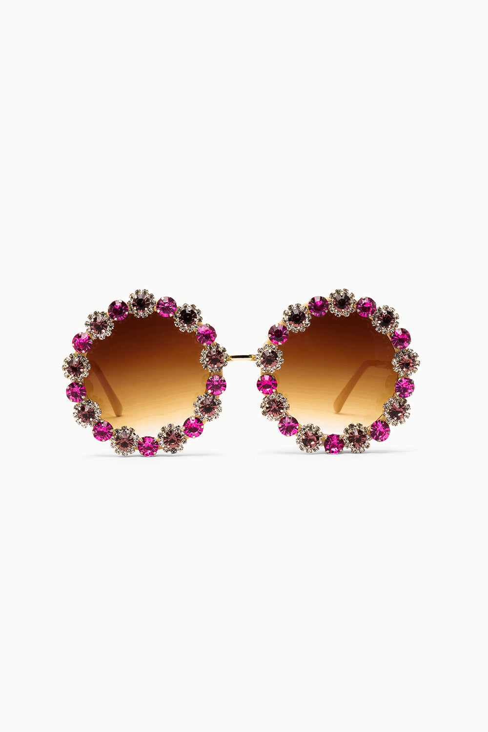 Round floral gem sunglasses in pink