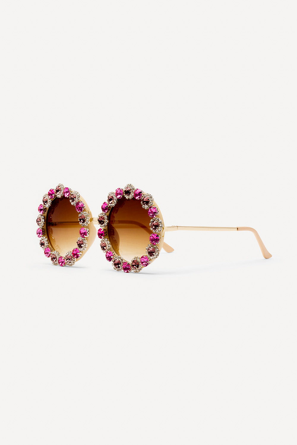 Round floral gem sunglasses in pink
