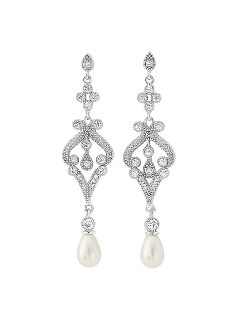 Enchanted pearl & crystal drop earrings