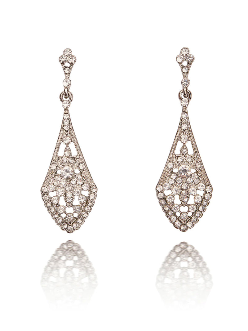 Crystal filigree drop earrings