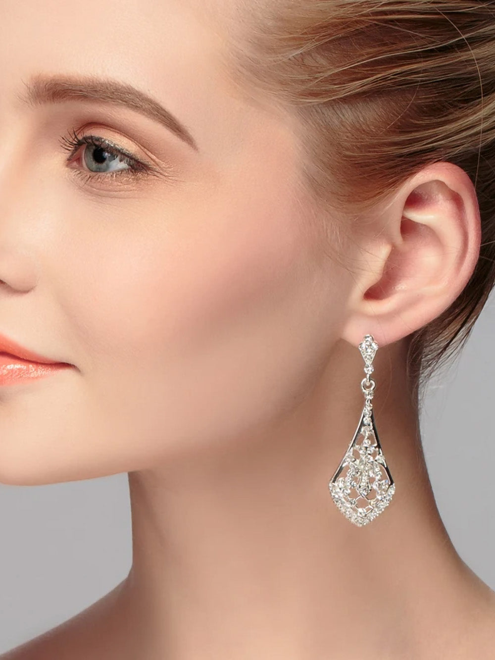 Crystal filigree drop earrings