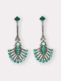Nouveau long drop earrings in emerald