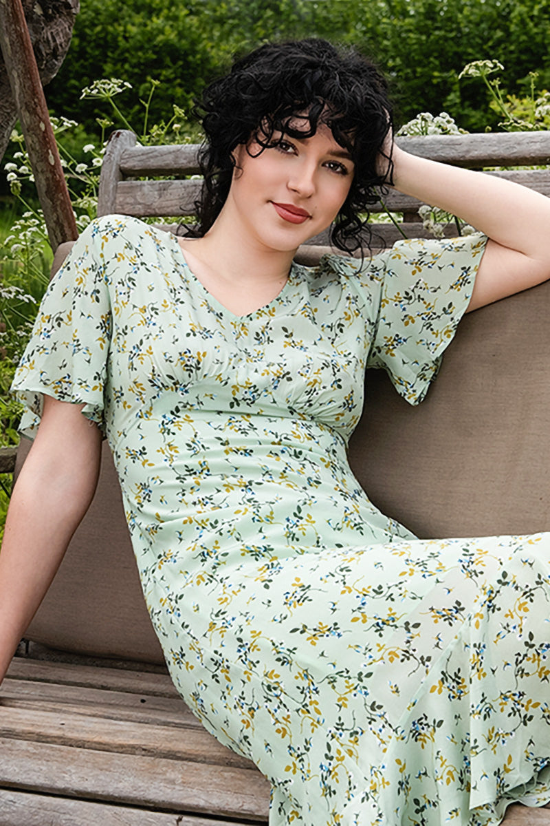 Mint Green Floral Silk Midi Dress | Pretty Eccentric - Pretty Eccentric Mint Green Floral Silk Midi Dress | Pretty Eccentric - Pretty Eccentric