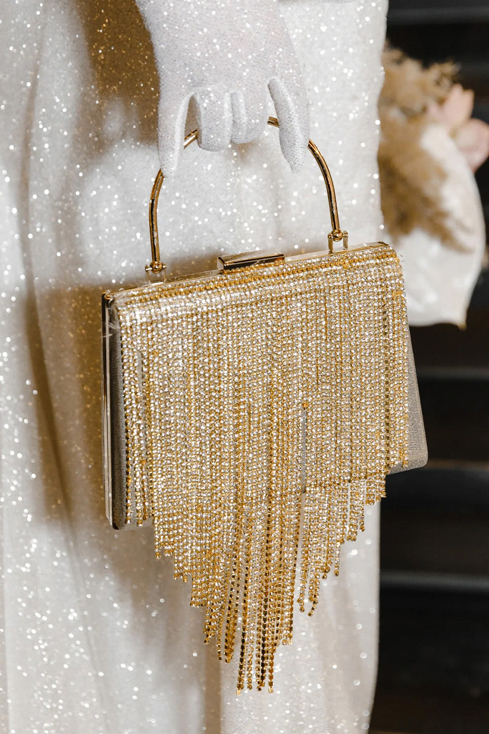 Gold tassel shops bag