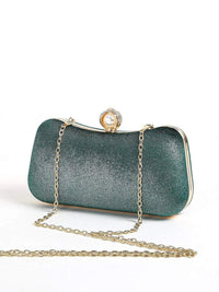 Velvet & pearl handbag in green