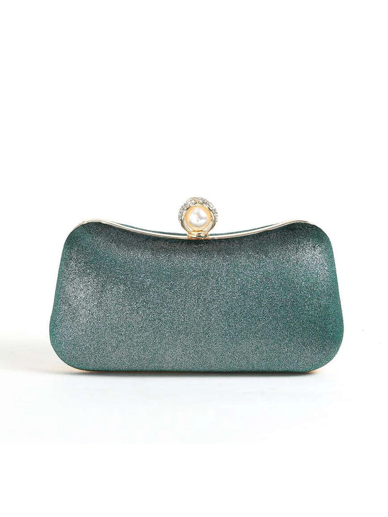 Velvet & pearl handbag in green