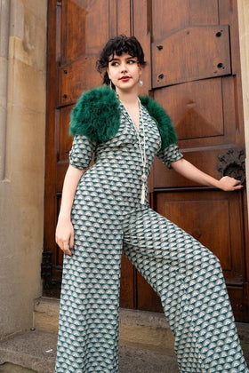 Alana jumpsuit in green fan print