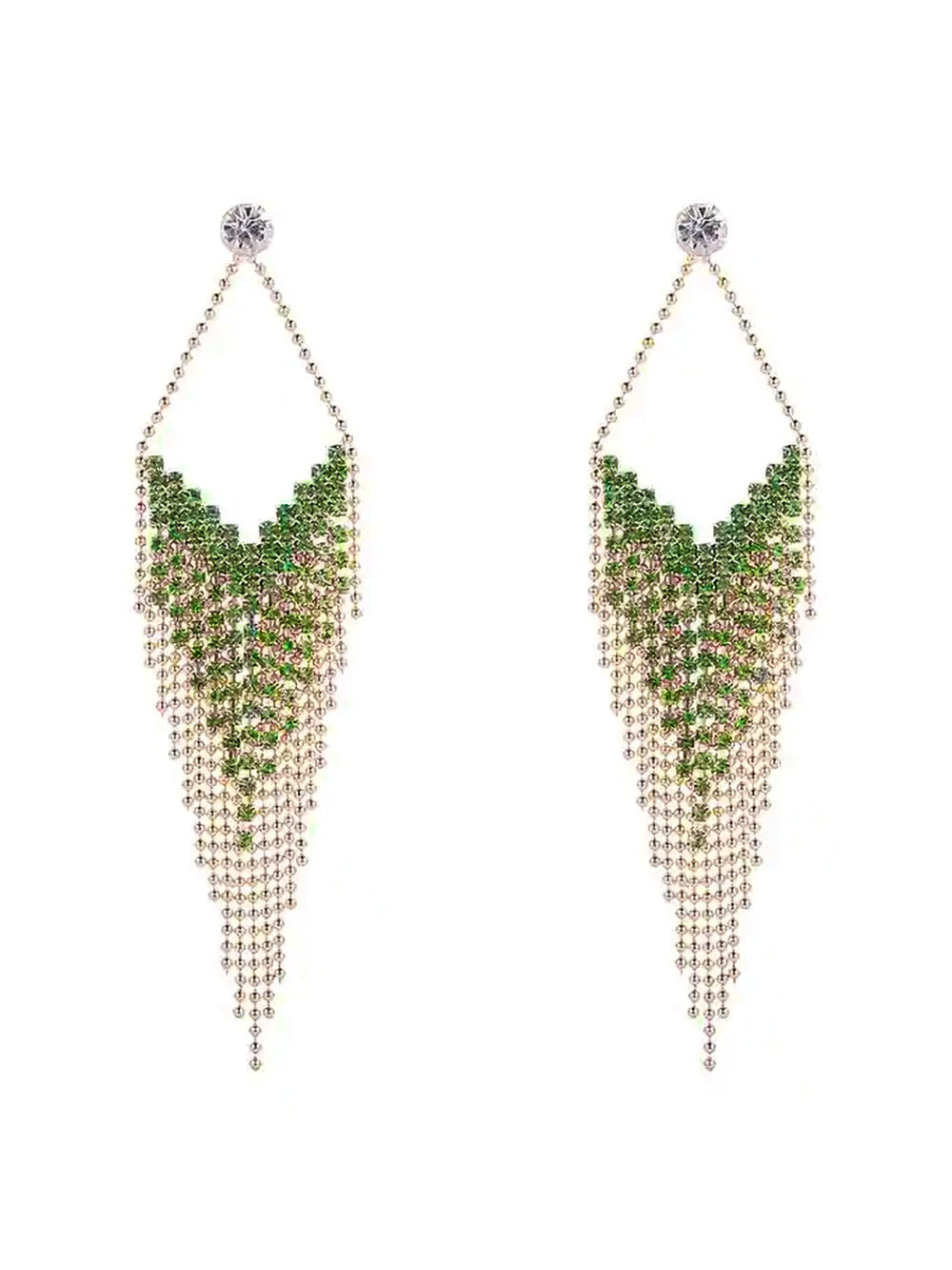 Tassel chandelier earrings in emerald
