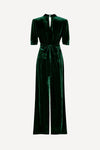 Alana jumpsuit in green silk velvet