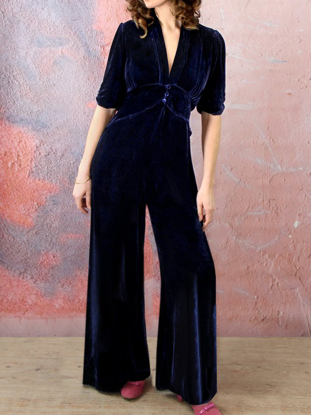 Silk sales velvet jumpsuit