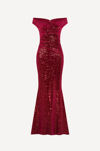 Femme totale seqin gown in ruby red