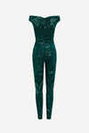 Femme totale sequin jumpsuit in emerald