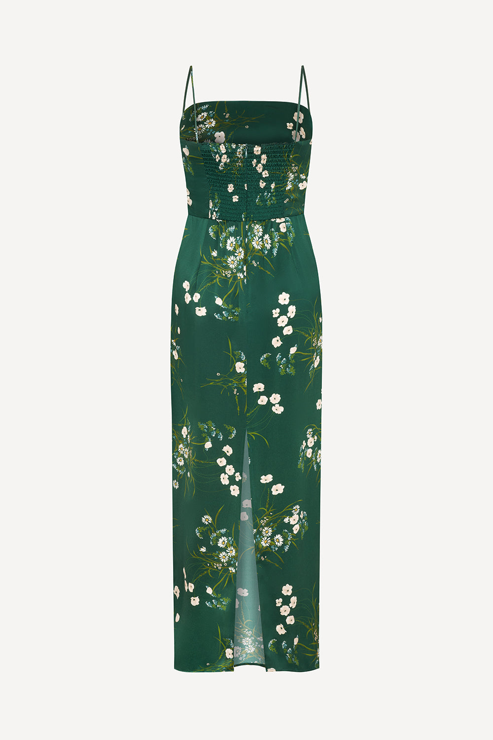 Meadow print maxi dress in silk satin