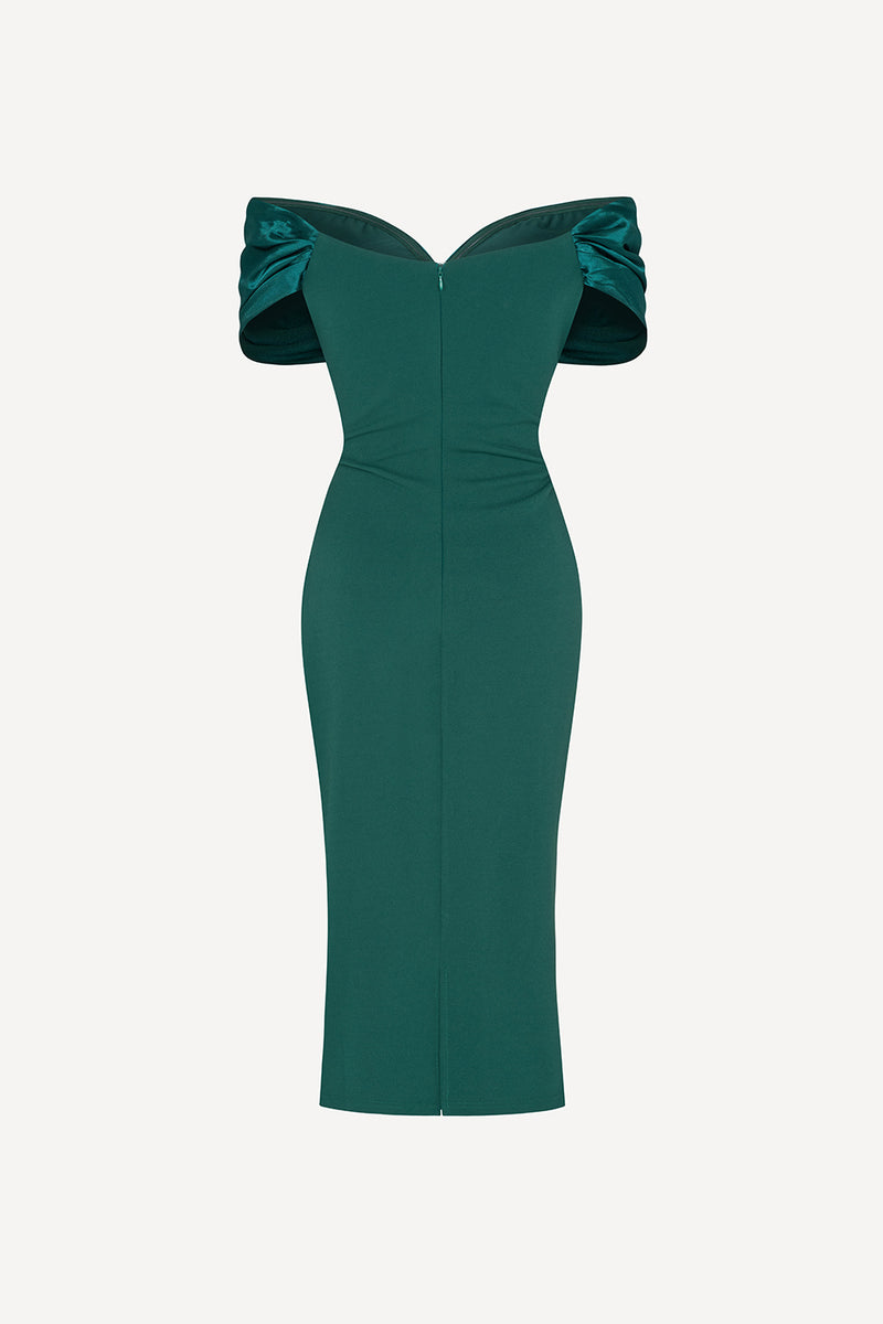 Corset dress in emerald