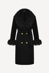 Cashmere & shearling coat in black