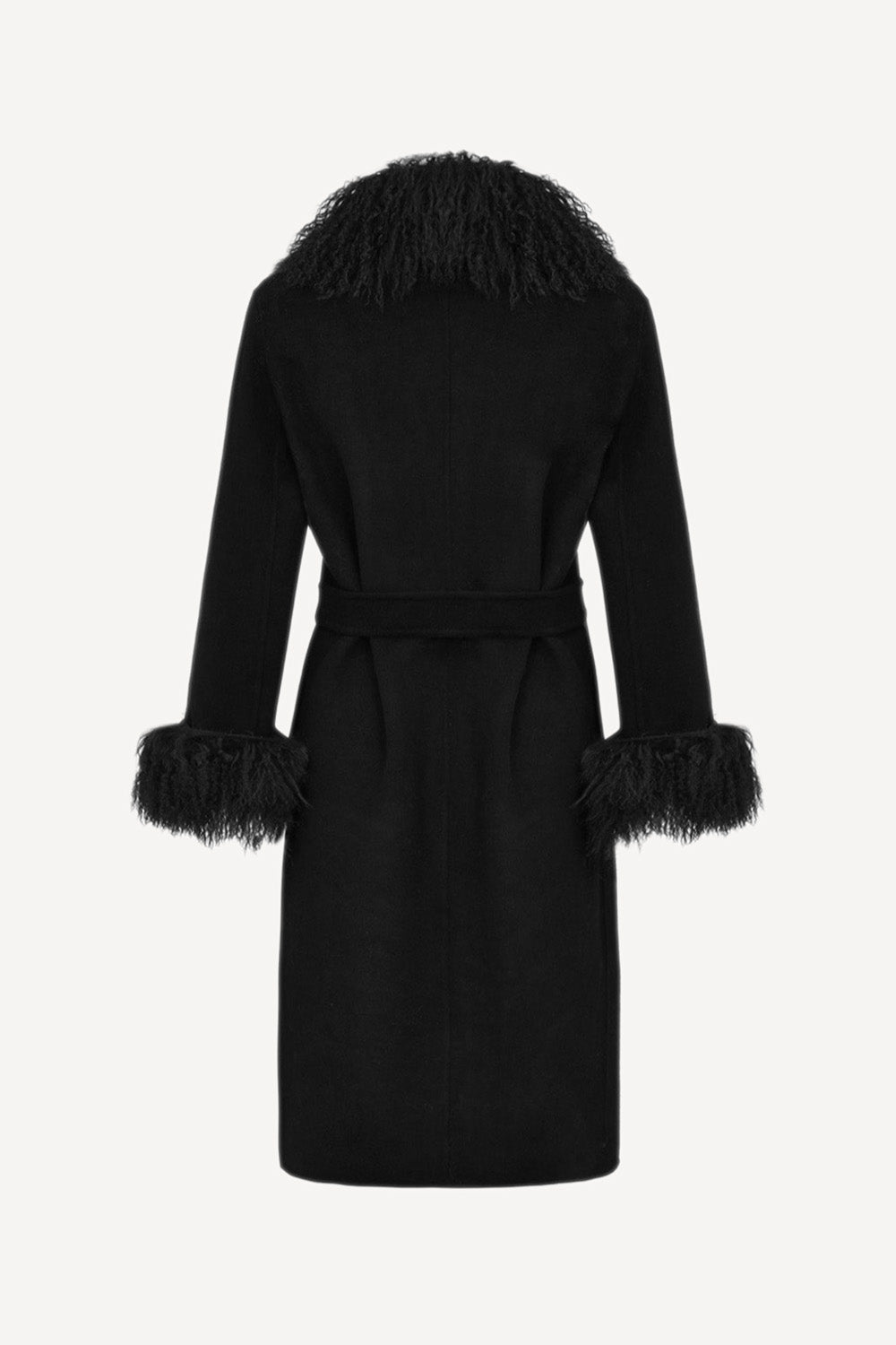 Cashmere & shearling coat in black