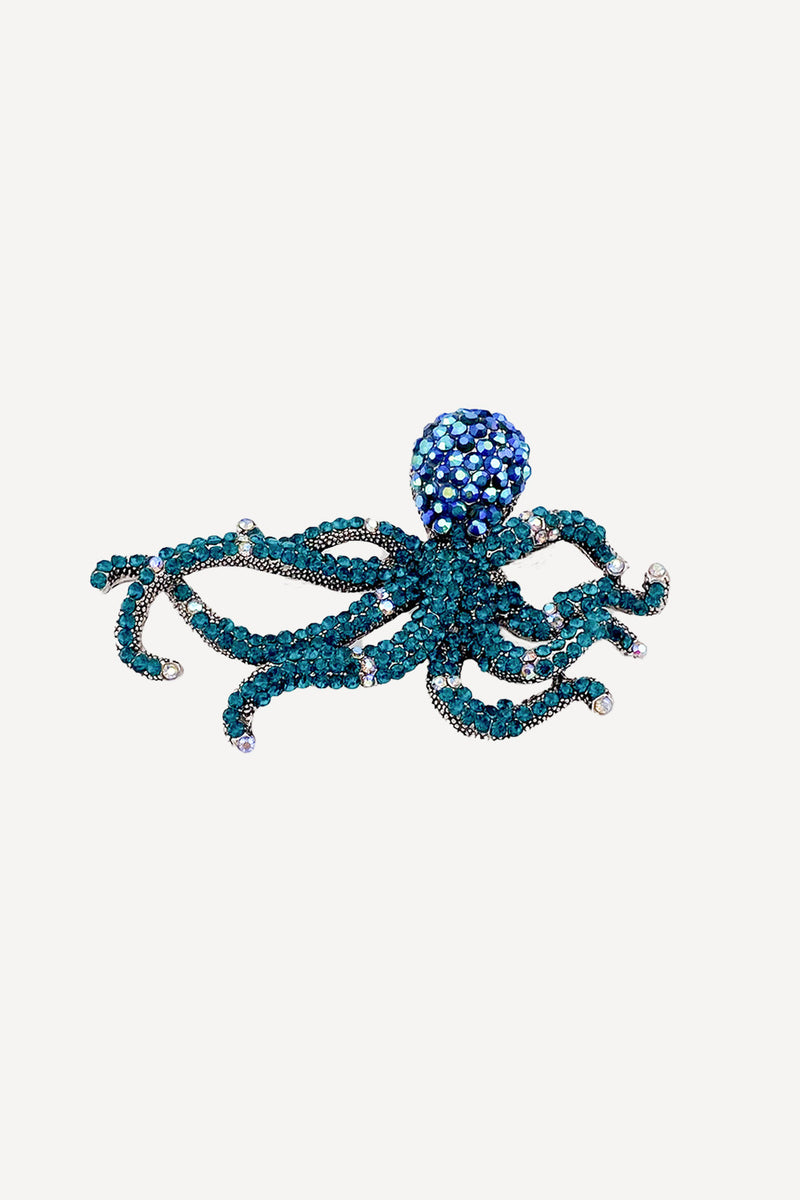 Octopus brooch in ocean blue