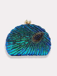 Peacock clamshell handbag