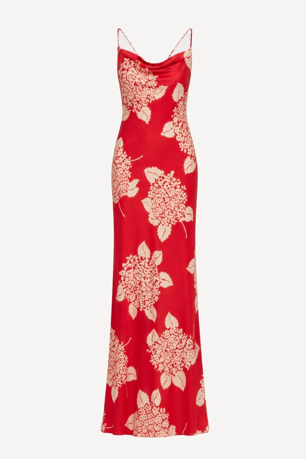 Siren maxi slip dress in red Hydrangea