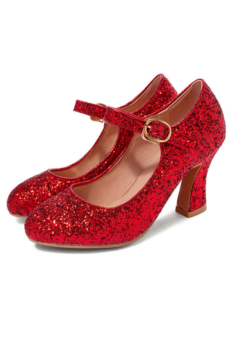 Glitter Mary Jane shoes in red