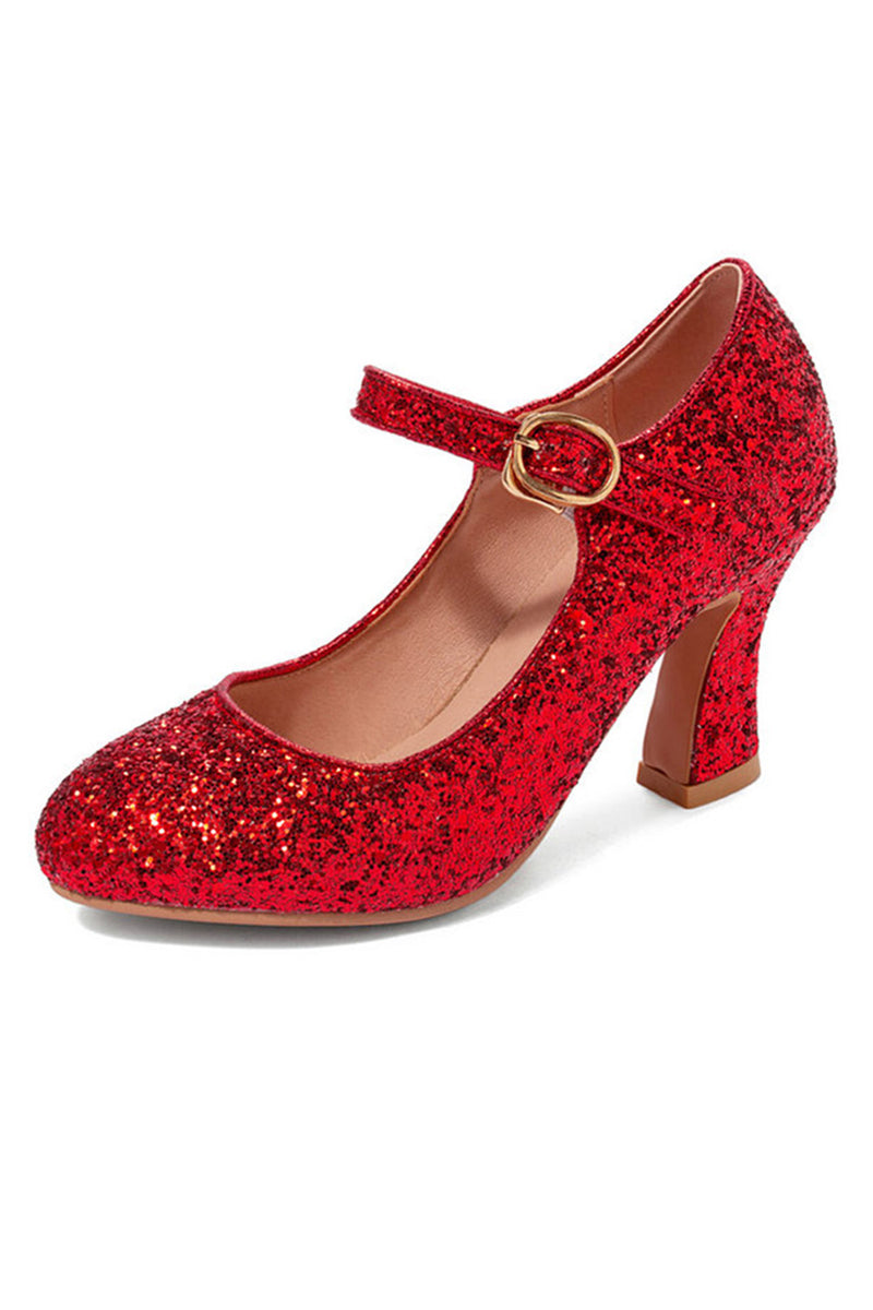 Glitter Mary Jane shoes in red