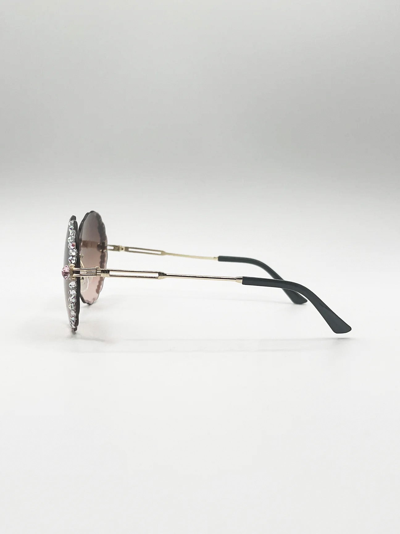 Round frameless crystal sunglasses
