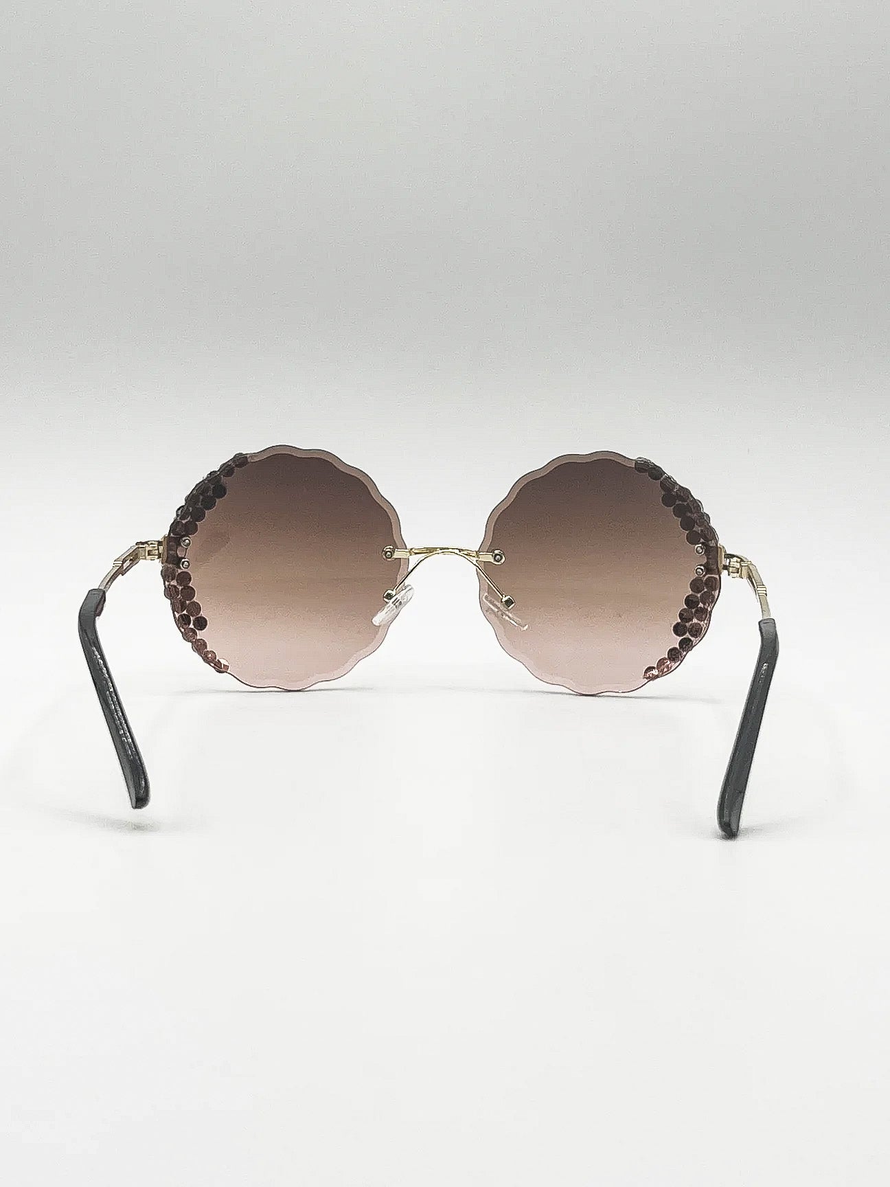 Round frameless crystal sunglasses