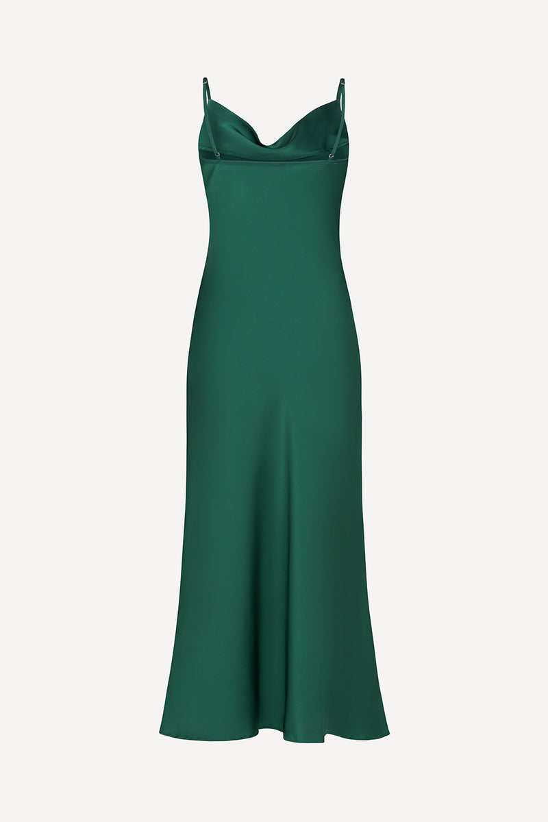 Aurelia slip dress in emerald satin
