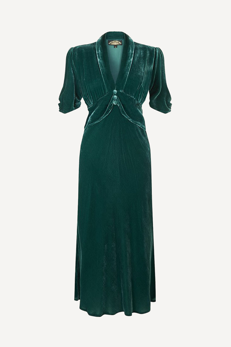 Sable dress in emerald green silk velvet – Pretty Eccentric