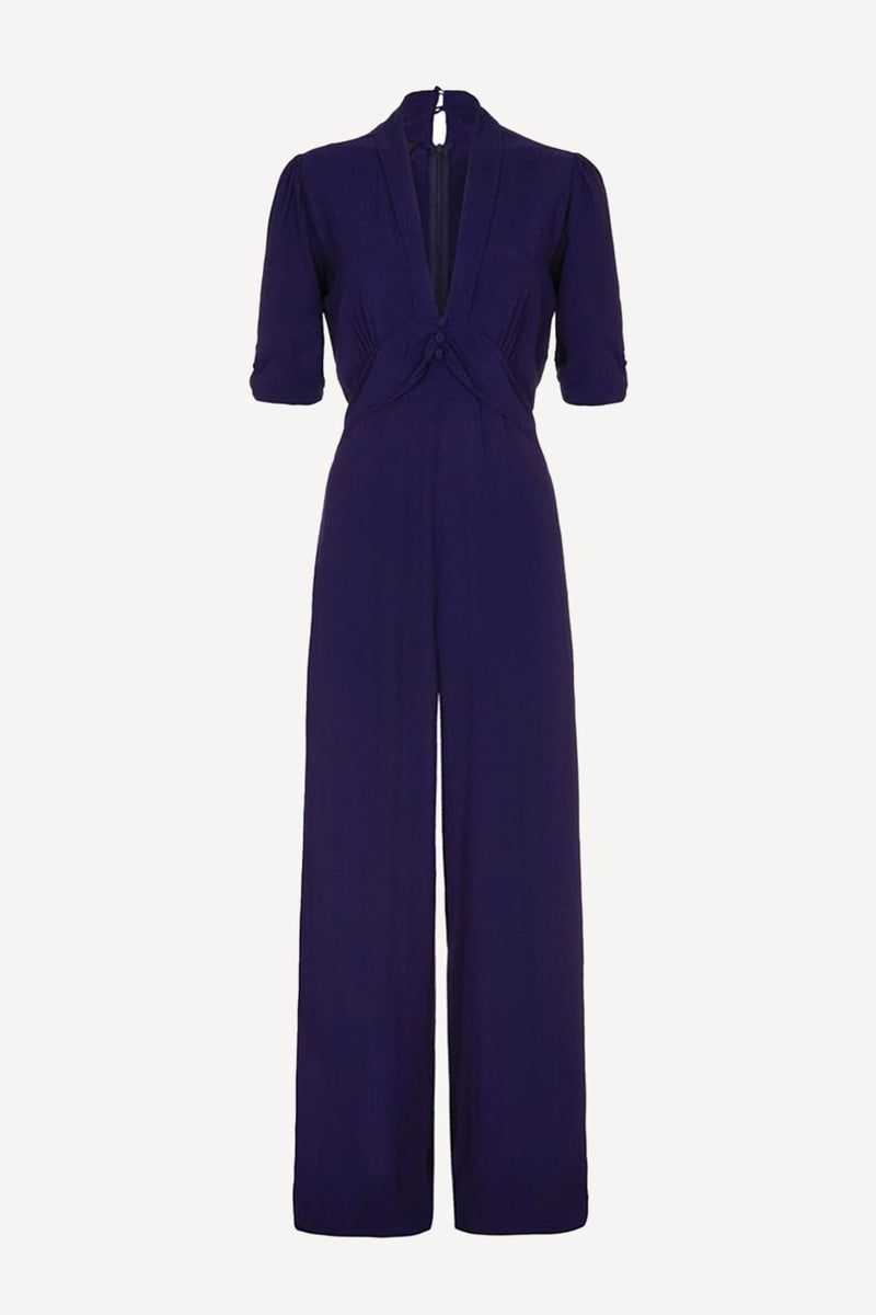 Sable jumpsuit in navy crepe