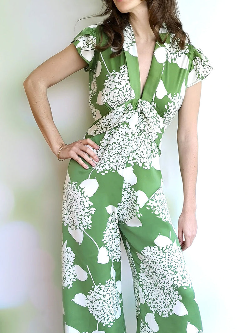 Sable jumpsuit in green Hydrangea print