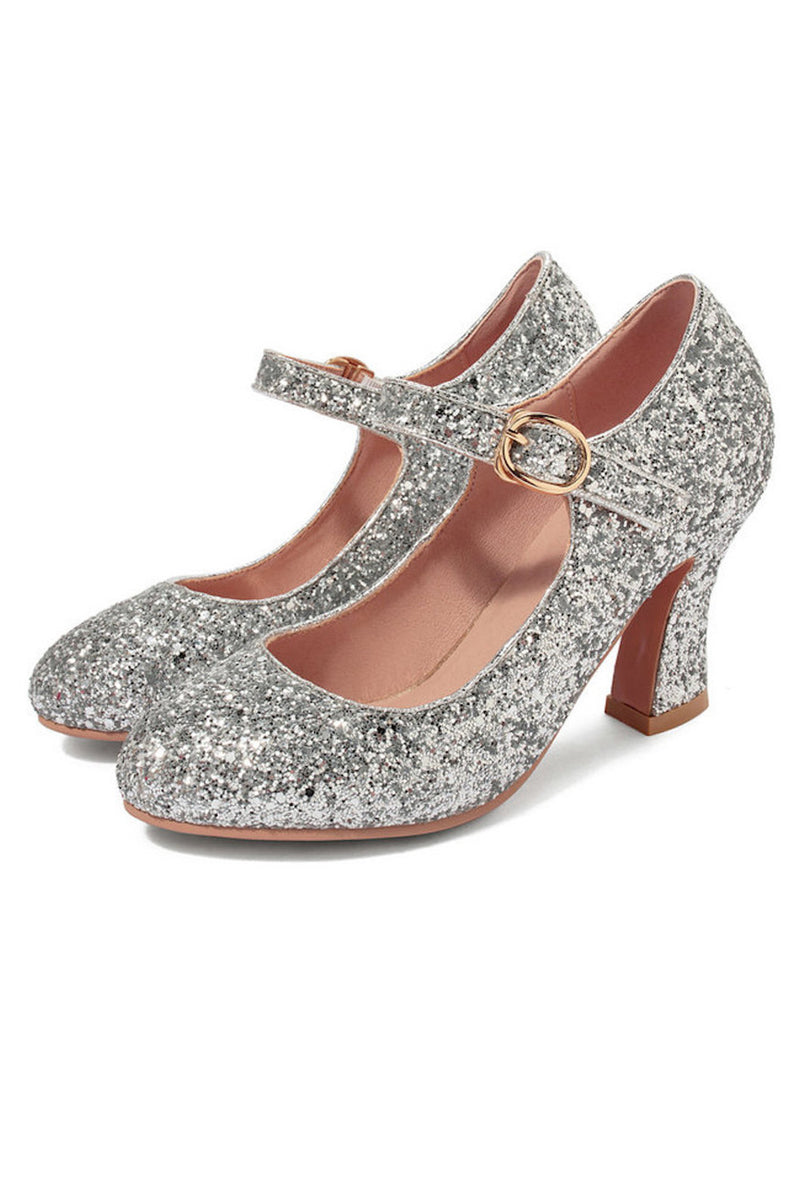 Glitter Mary Jane shoes in silver