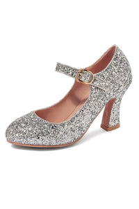 Glitter Mary Jane shoes in silver